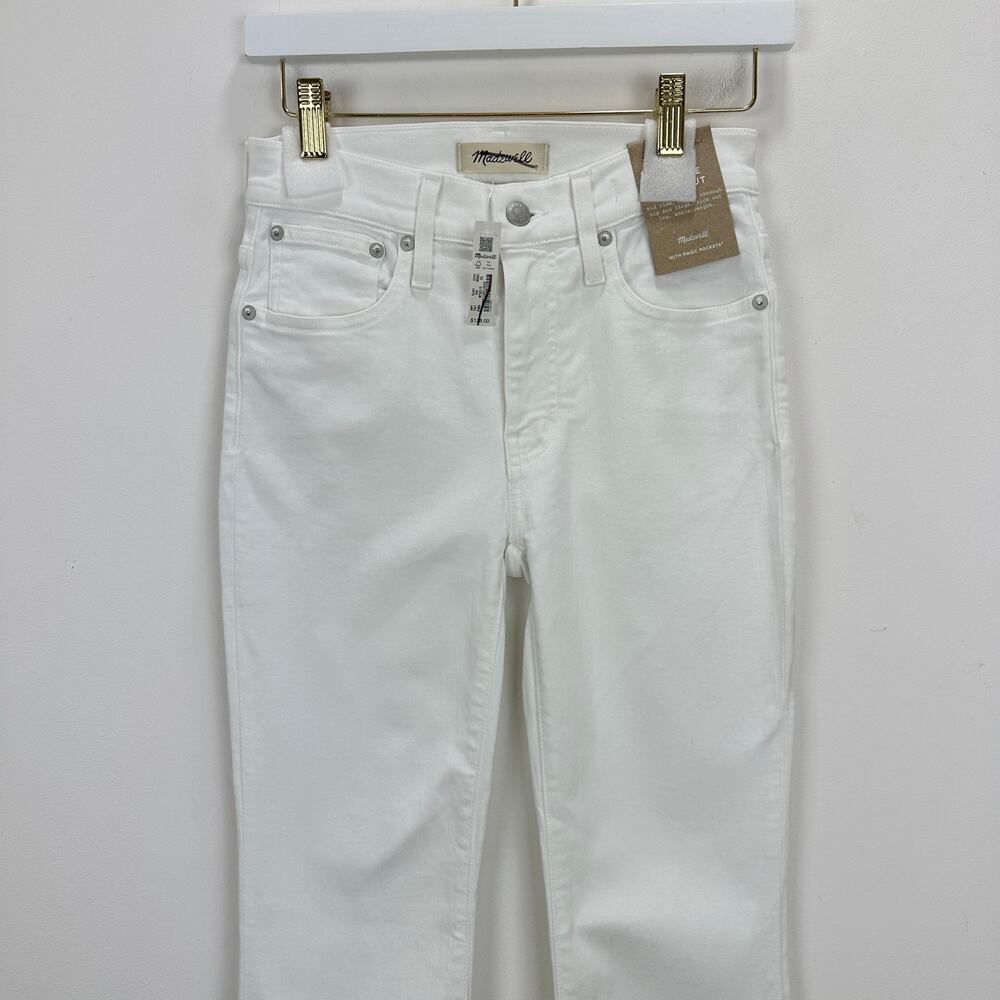 Madewell Kick Out Crop Jeans Pure White Stretch Mid Rise Flare NI961 US 24 NWT - Picture 8 of 14